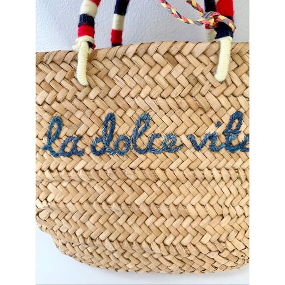 KAYU la dolce vita Woven Embroidered Basket Tote Handbag - Picture 3 of 8